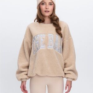 The Bar Tan Fleece Pullover The Gigi Teddy Sweatshirt
